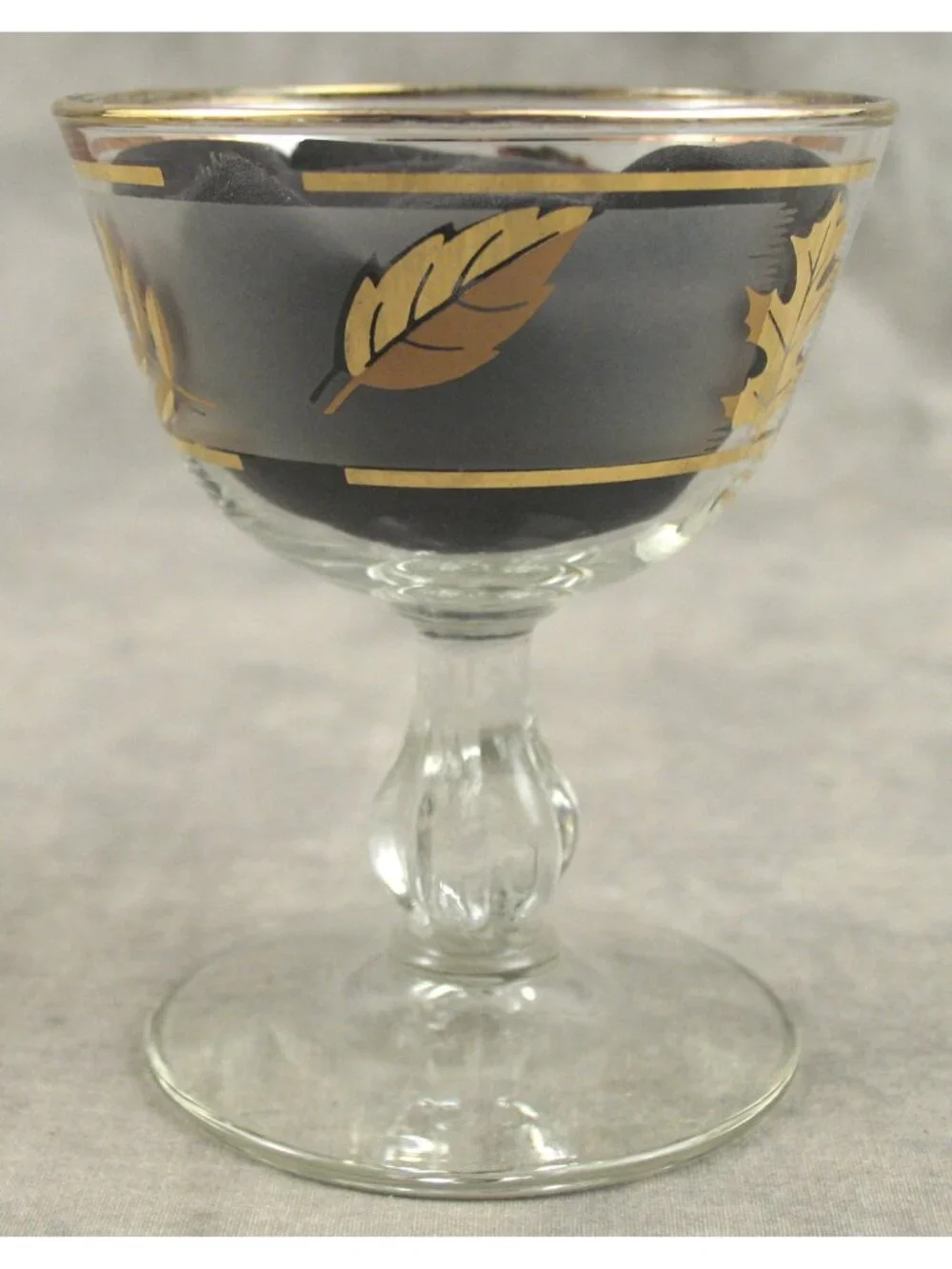 Vintage Libbey Golden Foliage Frosted Champagne Sherbet Glasses Set of 6 MCM
